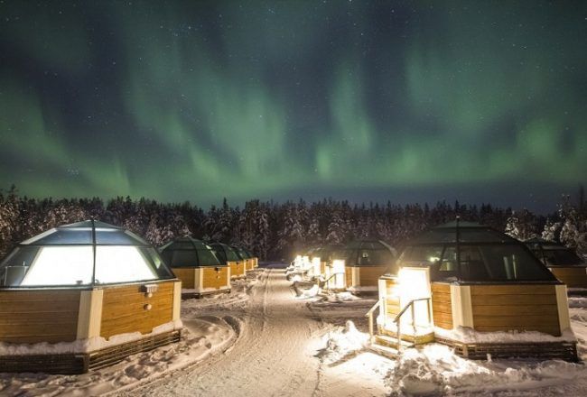 Aurora Boreal desde los iglús de Lehtojärvi