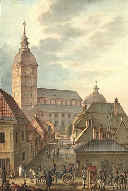 La Catedral de Turku en el año 1814 antes del gran incendio