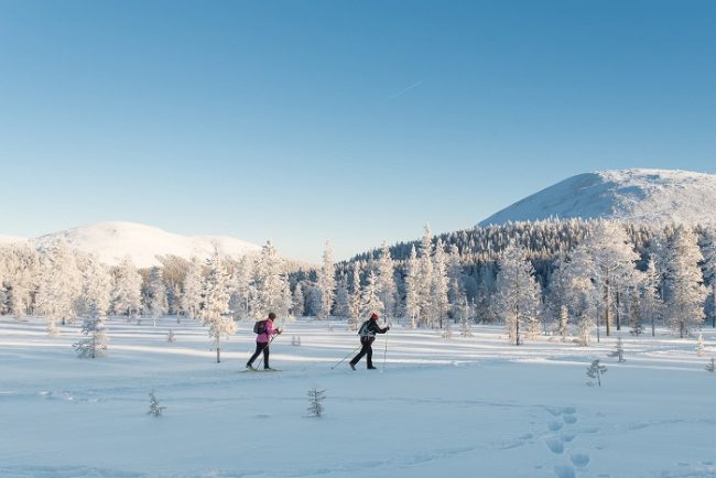 Practicando esquí de fondo en Ylläs