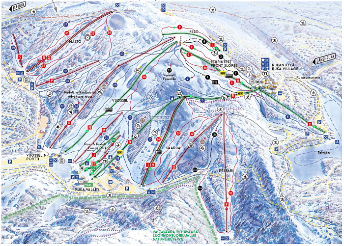 Mapa de la estación de esquí de Ruka 