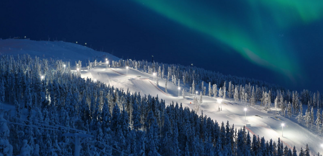 Estación de esquí de Levi y la Aurora Boreal 