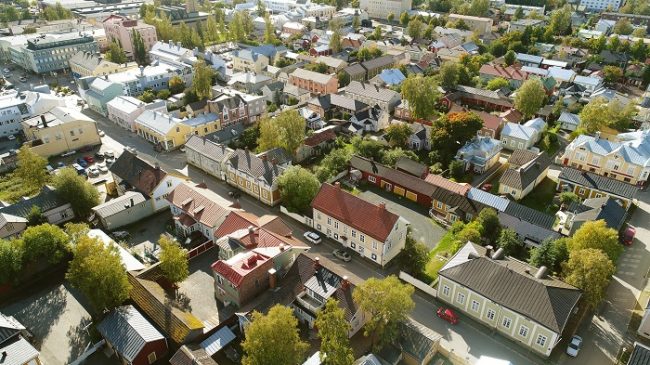 Vista aérea del barrio de Neristan en Kokkola 